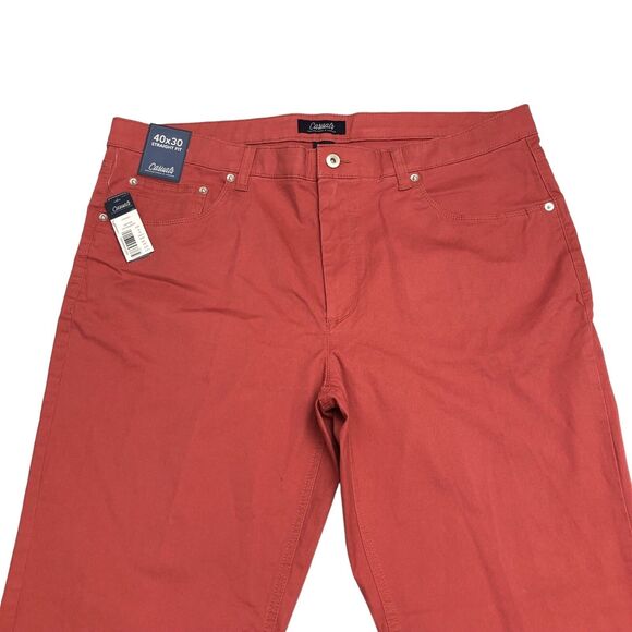 Size 40x30 Roundtree & Yorke Stretch Pants Straight Fit Casual Berry Color Denim - Picture 10 of 12